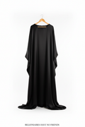 THE SILENCE black silk kaftan front view