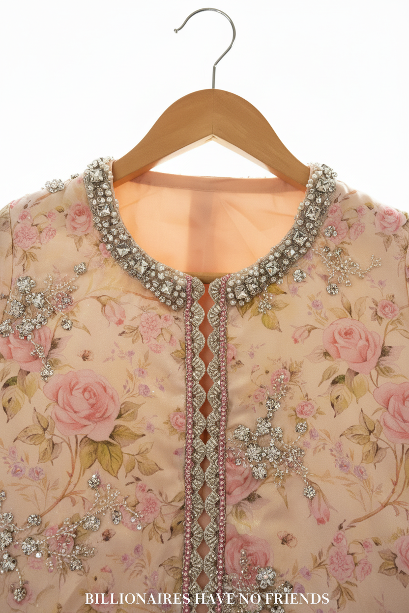 The Rose Bloom Jacket — crystal collar close-up