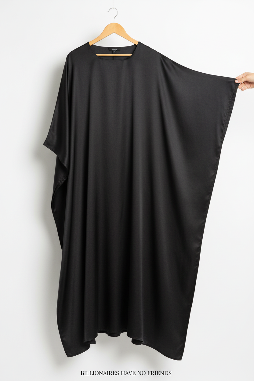 THE SILENCE black silk kaftan batwing sleeve flow
